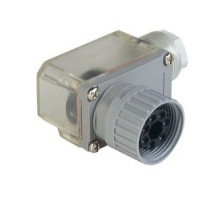 HIRSCHMANN  932194112   N6R FF S 11; Angled Cable Socket, strain relief by means of a clamping cage, transparent cap, for installation of the LED insert, 6 contacts + PE, transparent/grey housing