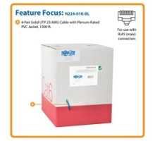 TRIPP LITE  N224-01K-BL   Cat6 Gigabit Bulk Solid-Core Plenum-Rated CMP Cable, Blue, 1000 ft.