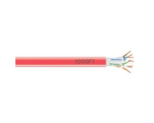BLACK BOX NETWORK SERVICES EYN868A-PB-1000  CAT6 550-MHz Solid Ethernet Bulk Cable - Unshielded UTP , CMR PVC, Red, 1000-ft. 304.8-m Pull-Box