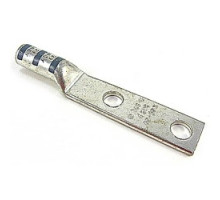 THOMAS & BETTS  54854BEPH                 Copper Two-hole Lug, Long Barrel, Peep Hole, Max 35kv, Wire Size #4 AWG, 1/4 Inch Bolt Size, 5/8 Inch Hole Spacing, Tin Plated, Die Code 29, Die Color Code Gray