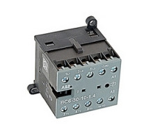 ABB  BC6-30-10-1.4   3 pole, plus 1 NO auxiliary contact, 12 amp, non-reversing miniature contactor, with 24V DC coil and screw terminals