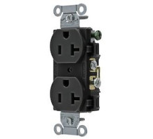 HUBBELL-KELLEMS DIV  CR20BLK                 DUP RCPT, COMM GRD, 20A 125V 5-20R, BK