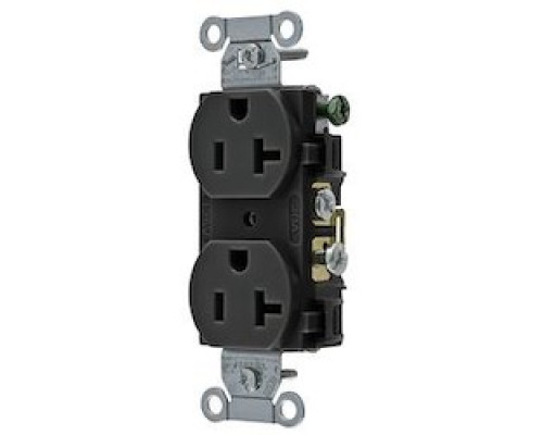 HUBBELL-KELLEMS DIV  CR20BLK                 DUP RCPT, COMM GRD, 20A 125V 5-20R, BK