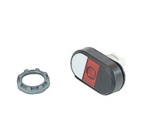 ABB  MPD5-11R   Modular white and black illuminated double pushbutton with no markings, red indicator light and 22mm mounting
