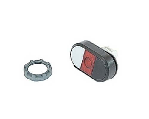 ABB  MPD5-11R   Modular white and black illuminated double pushbutton with no markings, red indicator light and 22mm mounting