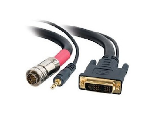 C2G  42431  CG42431                 Digital Audio Passive Flying Lead, DVID Single Link Male to 3.5 MM RapidRun 19-Pin DIN Male, 30 Volt, 100 Ohm, 28 AWG Tinned Copper, CL2 Rated, 1.5’ Length, PVC Black Jacket