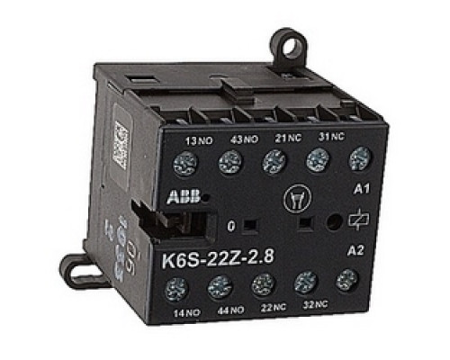 ABB  K6S-22Z-2.8   17-32V, 2.8 W, 4 pole, DC operated, screw terminated miniature interface relay with 2 NO and 2 NC auxiliary contacts