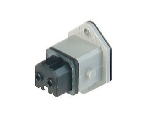 HIRSCHMANN  930647106   STAKEI 2 grey; Panel-mounted Socket, added gasket, 2 contacts + PE, female, 16A AC 10A DC, 250V AC/DC