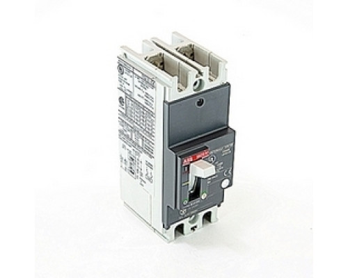 ABB  A1N040TW-2   2 pole, 40 amps rated at 240V AC and 250V DC, fixed trip point molded case circuit breaker, with a thermal magnetic trip device and 25kA at 240V AC and 10kA at 250V DC interrupt current rating