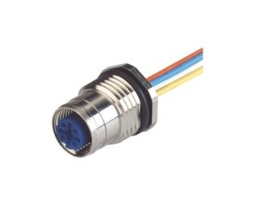 HIRSCHMANN  934537021   EF12H4DFIX Au; Appliance Socket for front panel and back-wall mounting with wire ends front mounting thread M16 x 1.5 screw- / M12 push-pull Fast-Lock O-Ring included, D-coded, 4 contacts, female, cable material: PVC, cable len