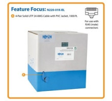 TRIPP LITE  N220-01K-BL   Cat6 Gigabit Bulk Stranded 24 AWG CMR PVC Cable, Blue, 1000 ft., TAA