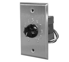 QUAM-NICHOLS COMPANY  QC10P                 20 W, 10-step Attenuator with Priority 24 V DC By-pass Relay, Single-gang, Stainless Steel Faceplate, Embossed Positions