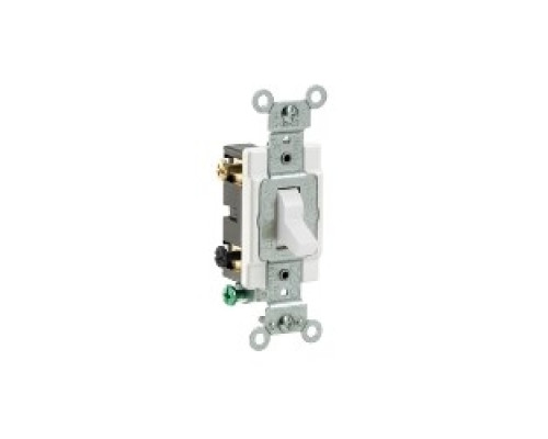 LEVITON  CS220-2W                 20 Amp, 120/277 Volt, Toggle Double-Pole AC Quiet Switch, Commercial Spec Grade, Grounding, Side Wired - WHITE