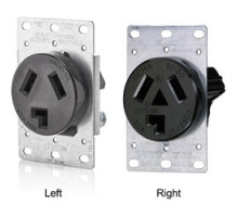 LEVITON  5207-S00   New Shallow Design Single Receptacle, 3 Pole-3 Wire, Grounding, Flush Mounted, 30A-125/250V, Industrial Grade, Black, NEMA 10-30R.
