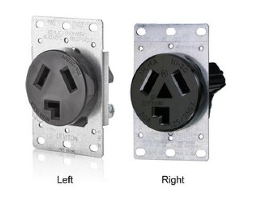 LEVITON  5207-S00   New Shallow Design Single Receptacle, 3 Pole-3 Wire, Grounding, Flush Mounted, 30A-125/250V, Industrial Grade, Black, NEMA 10-30R.