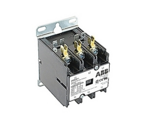 ABB  DP25C3P-1   3 pole, 25 amp, non-reversing, definite purpose contactor, 120V AC coil, industry standard mounting plate