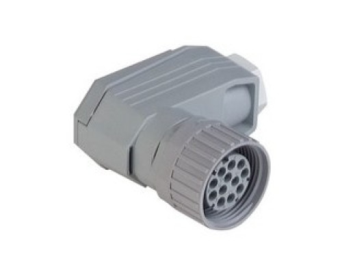 HIRSCHMANN  932632106   N11R FF; Angled Cable Socket, strain relief by means of a clamping cage, 11 contacts + PE, PG11, grey housing