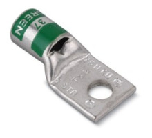 THOMAS & BETTS  54150                 Copper One-Hole Lug, Standard Barrel, Peep Hole, Max 35kV, Wire Size #1 AWG, 1/2 in Bolt Size, Tin Plated, Die Code 37, Green