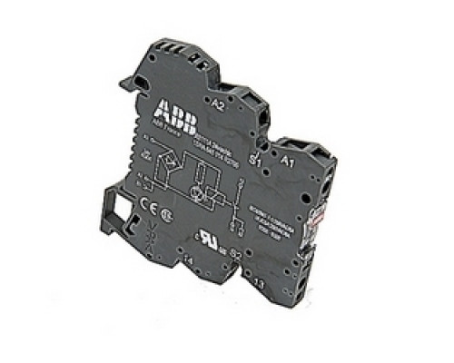 ABB  1SNA645014R2700   R600, 6 mm wide, 24V AC/DC interface relay module with screw clamp connections and a 0.01-6 amp rated normally open relay contact with LED indicator