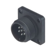 HIRSCHMANN  932455100   CM 02 E 14S-61 P; Surface mounted connector, with flange, with solder bucket, 6 contacts + PE, MIL-C 5015 bzw. VG 95 342, black housing, 10A 50V AC/DC