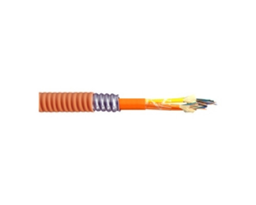 SUPERIOR ESSEX  L3006P401   Premises Fiber Interlock Armored Cable, Single Unit Tight Buffer, Riser Rated, Flexible, Heavy Duty Interlocking Aluminum Armor, 6-Fibers, OM4 TeraFlex Bend Resistant Lazer Optimized 10G/550 Multimode Fiber, FR/PVC Aqua Jac