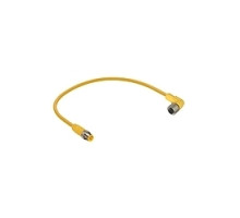 LUMBERG AUTOMATION  600001712  RST3RKWTLEDA434   M12 Micro actuator/sensor cordset, double-ended, 3-poles, male straight to female right angle connector with self-locking thread and yellow TPE 18 gauge molded cable, IEC color code. cable length: 5M