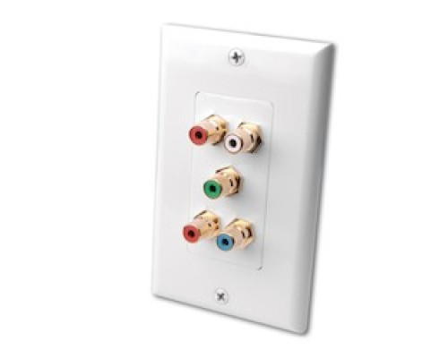 VANCO  120905                 RGB Component Video With Audio Wall Plate, White