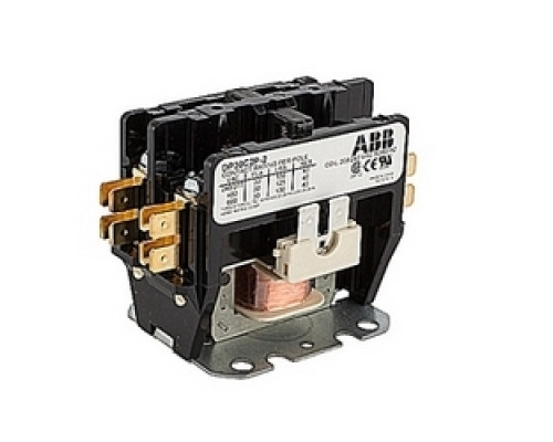 ABB  DP30C2P-2   2 pole, 30 amp, non-reversing, definite purpose contactor, 208/240V AC coil, industry standard mounting plate