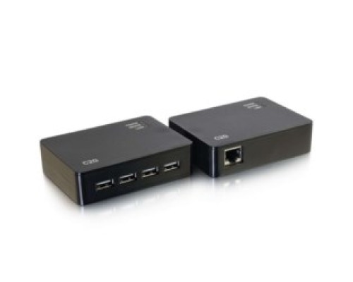 C2G  CG54285  CG54285                 USB 2.0 Over Cat 5/Cat 6 Extender, 4-Port, USB-B Male/RJ45 Female to RJ45 Female/USB-A Female, up to 150’, ABS Plastic, Black