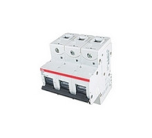 ABB  S803S-D50   3 pole, 50 amps rated at 690 V DC, IEC series high performance circuit breaker with thermal-magnetic trip device, D trip curve, and 50kA interrupt current rating
