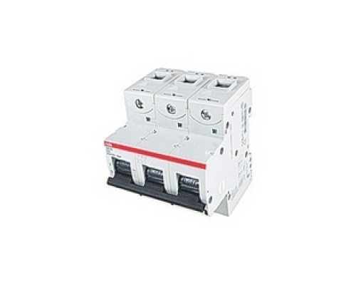 ABB  S803S-D50   3 pole, 50 amps rated at 690 V DC, IEC series high performance circuit breaker with thermal-magnetic trip device, D trip curve, and 50kA interrupt current rating