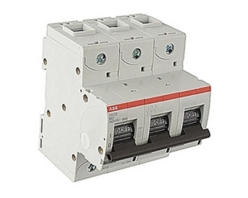 ABB  S803S-B63   3 pole, S800, 63 amp screw terminated miniature circuit breaker with a B tripping characteristic