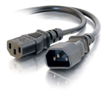 C2G  CG30823  CG30823                 Power Extension Cord, 250 Volt, 15 Ampere, C13 IEC to C14 IEC Connector, 3-Conductor 14 AWG SJT, 6’ Length, Black