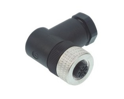 HIRSCHMANN  933174100   ELWIKA 4012 PG9; Angled Cable Socket, unassembled, strain relief by means of clamping cage, 4 contacts, black housing