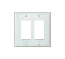 COOPER WIRING DEVICES  PJ262W   MID-SIZE WALLPLATES 2-GANG POLYCARBONATE WHITE DECORATOR
