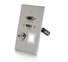 C2G  CG60138  CG60138                 Optical Runner Wallplate Transmitter, 1-Gang, HDMI Female/VGA Female/3.5 MM Stereo Female to RapidRun Optical Female/VGA Female/3.5 MM Stereo Female, Aluminum
