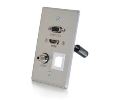 C2G  CG60138  CG60138                 Optical Runner Wallplate Transmitter, 1-Gang, HDMI Female/VGA Female/3.5 MM Stereo Female to RapidRun Optical Female/VGA Female/3.5 MM Stereo Female, Aluminum
