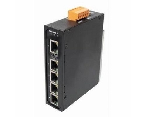 KBC NETWORKS  ESUL5-DA   Industrial Ethernet switch, Layer 2 unmanaged, 5 electrical 10/100Mbps LAN ports. 12-36 V DC input. DIN rail mount. US power plug.
