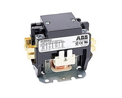 ABB  DP40C2P-F   2 pole, 40 amp, non-reversing, definite purpose contactor, 24V AC coil, industry standard mounting plate