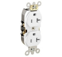 LEVITON  5362-SW                 20 Amp, 125 Volt, Industrial Heavy Duty Grade, Duplex Receptacle, Straight Blade, Self Grounding, Contractor Pack - White