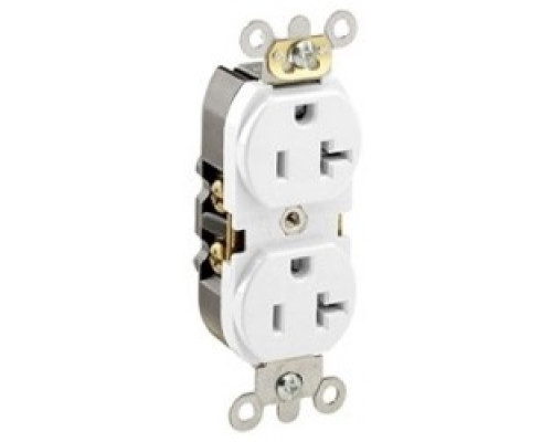 LEVITON  5362-SW                 20 Amp, 125 Volt, Industrial Heavy Duty Grade, Duplex Receptacle, Straight Blade, Self Grounding, Contractor Pack - White