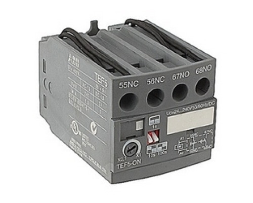 ABB  TEF5-ON   4 pole ON-delay electronic timer with 24-240V control circuit voltage and 1 NO and 1 NC auxiliary contacts for A/E/L9 - A/E/L40, A/E/F45 - A/EF75 contactors