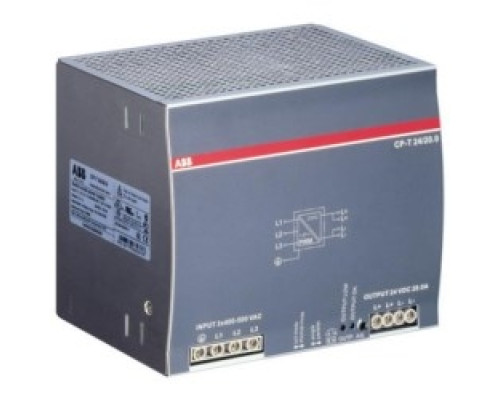 ABB  1SVR427056R0000   3-phase DIN power supply, CP-T Range switch mode; 340-575 V AC / 480-820 V DC input, 24 V DC / 20 A output