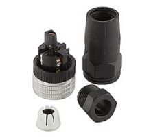 ABB  2TLA020055R1000   5 pole M12 female field retro-fittable connector with screw terminals for connecting wires, cable diameter range 2.5 to 6.5 mm
