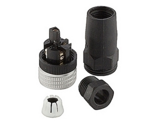 ABB  2TLA020055R1000   5 pole M12 female field retro-fittable connector with screw terminals for connecting wires, cable diameter range 2.5 to 6.5 mm