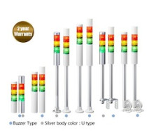 PATLITE USA CORPORATION LR4-5M2LJNW-XXXXX  40mm diameter UL CE IP65 100-240V AC, pole mount with L-bracket/Cable, No Flashing/Buzzer, Off-white, Red/Amber/Green/Blue/Clear Module