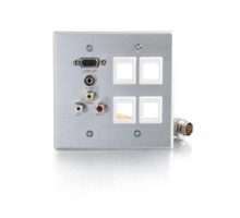 C2G CG60029 CG60029         Multi-Format Wallplate, 2-Gang, HD15 Integrated VGA/3.5 MM/Composite Video/Stereo Audio/ 4 Keystone, Brushed Aluminum