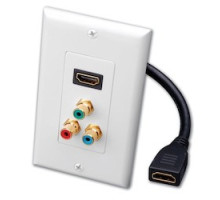VANCO  120933                 Single HDMI Pigtail and RGB Component Video Triple RCA Jack Décor Wall Plate