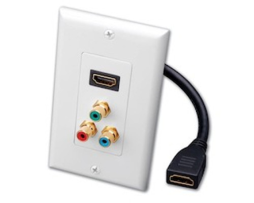 VANCO  120933                 Single HDMI Pigtail and RGB Component Video Triple RCA Jack Décor Wall Plate
