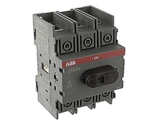 ABB  OT60F3/B25   3 pole, 60 amps rated at 600 V AC, UL 98, open non-fusible disconnect switch, bulked pack of 25 switches